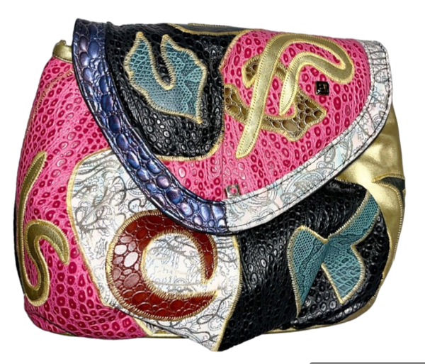 Vintage colorful leather NAS purse