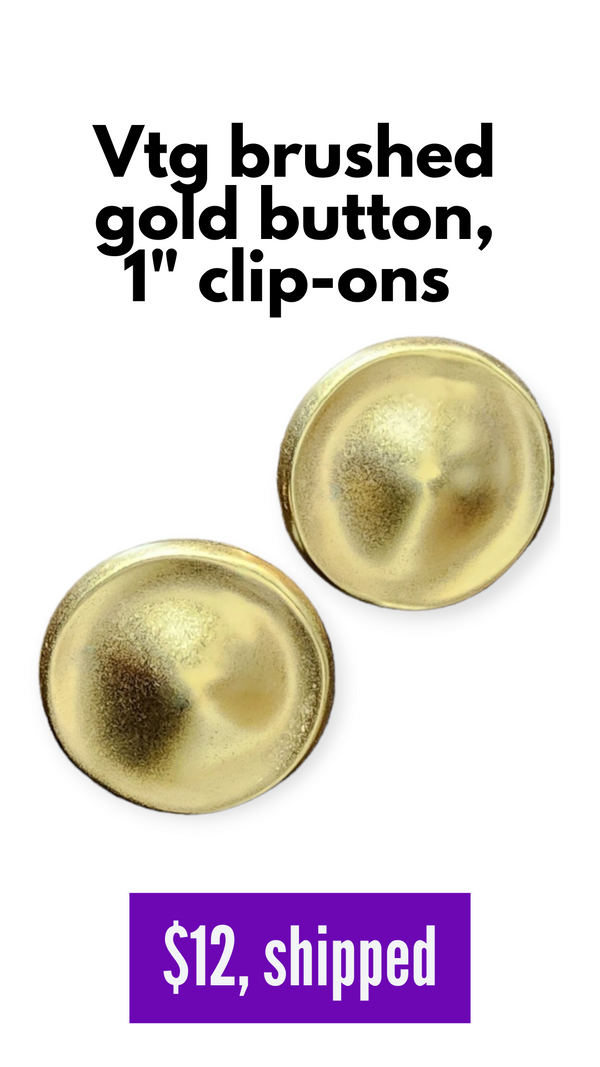 Vintage brushed gold round clip-ons