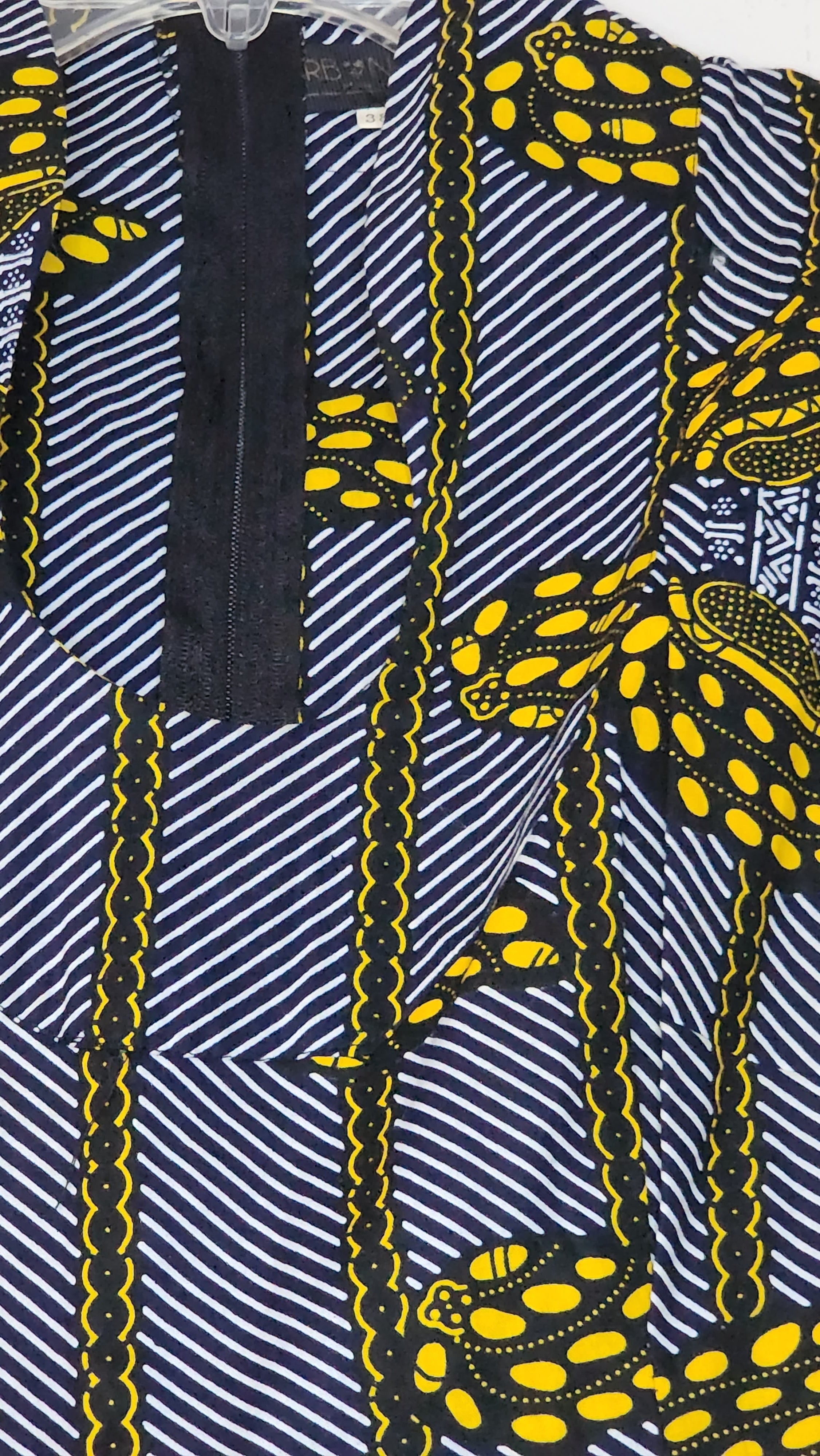 Grey and yellow ankara print dress sz M