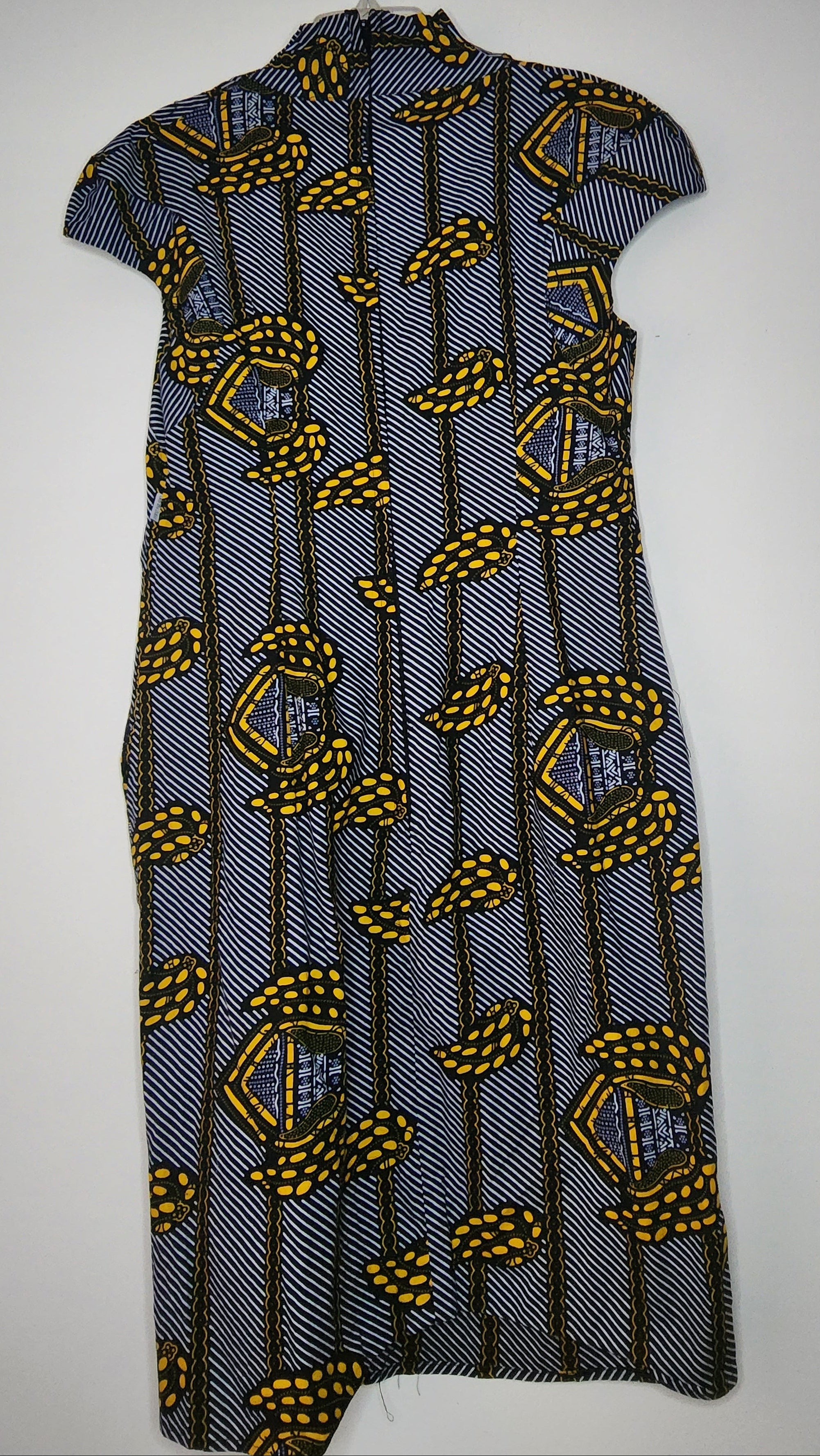 Grey and yellow ankara print dress sz M