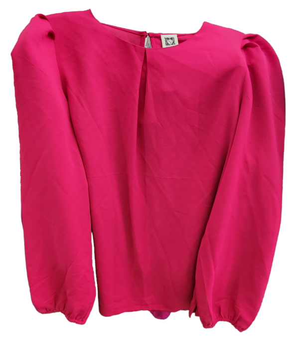 Magenta pink long sleeve blouse top sz M