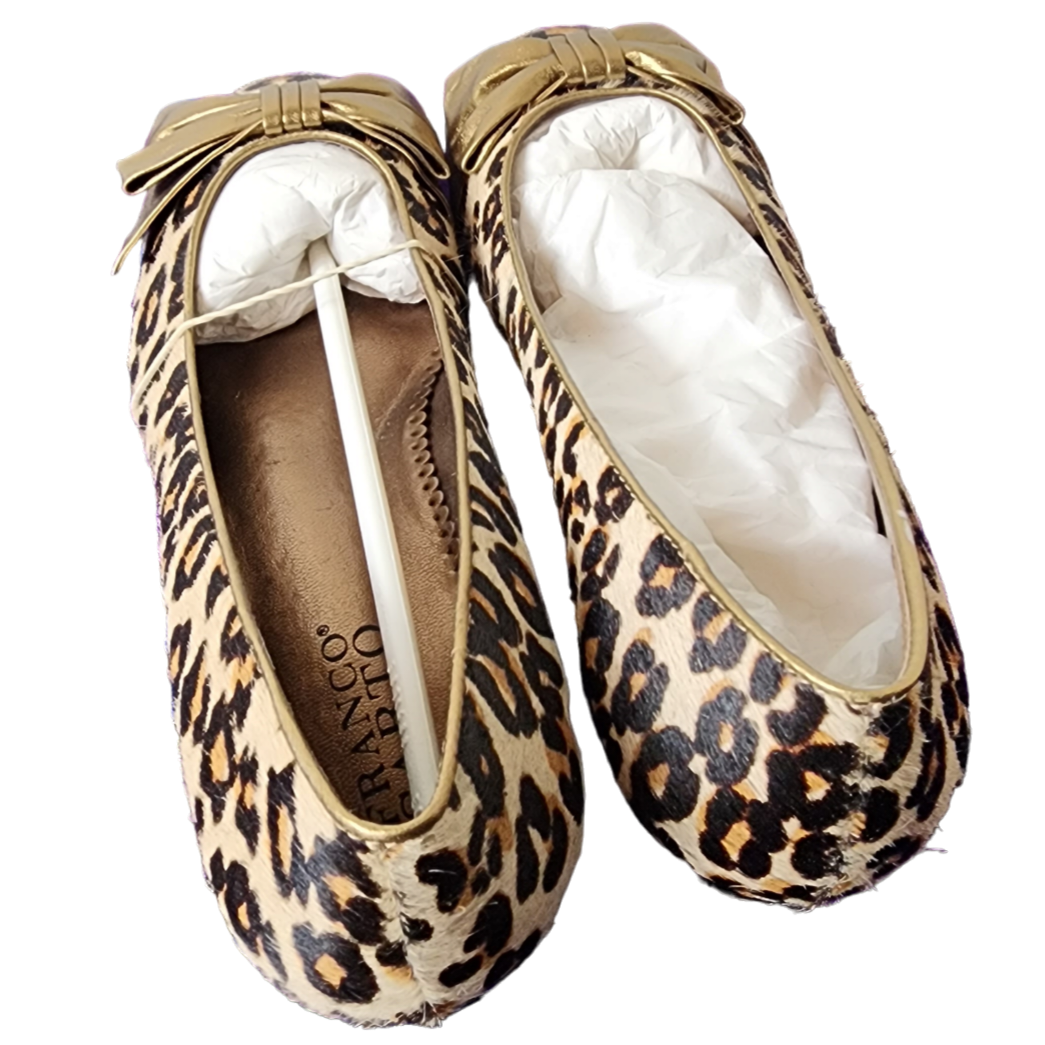 Cheetah gold bow ballet flats sz 9