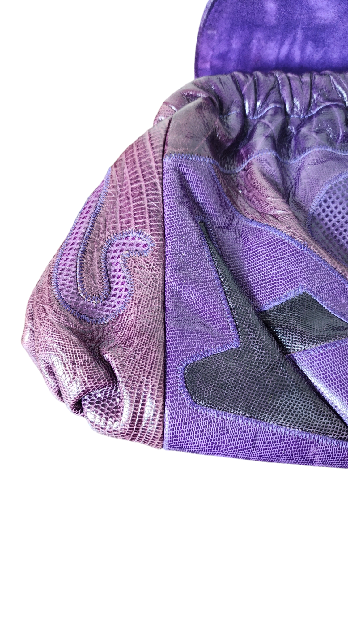 80s Purple Patchwork Leather Clamshell Sharif Purse