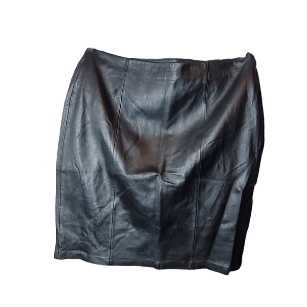 Black vintage soft leather mini skirt sz 16