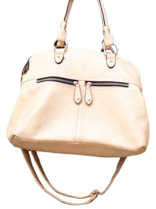 Vintage beige leather handbag