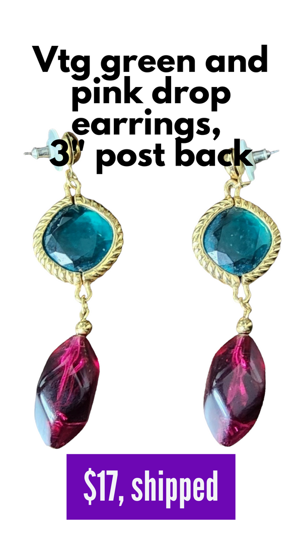Vintage colorful gem dangle earrings