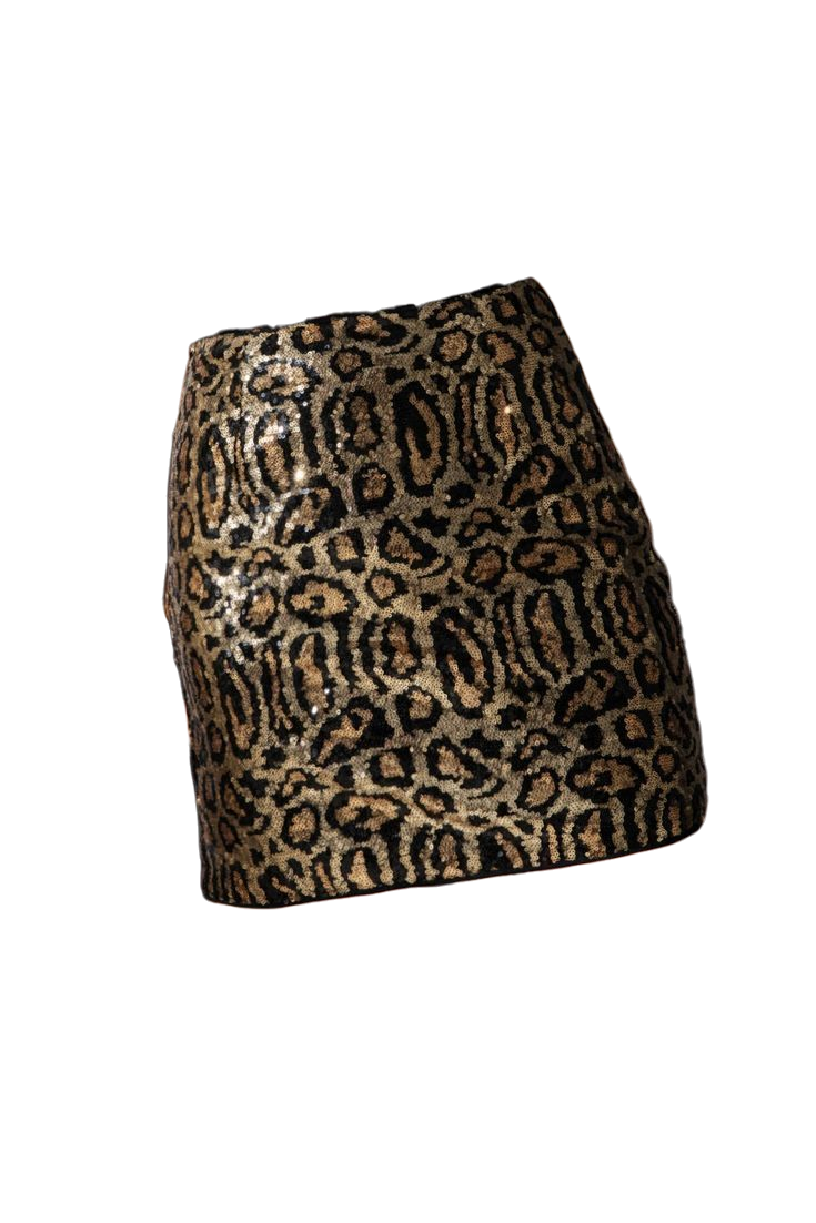 Sequin leopard cheetah mini skirt sz 16