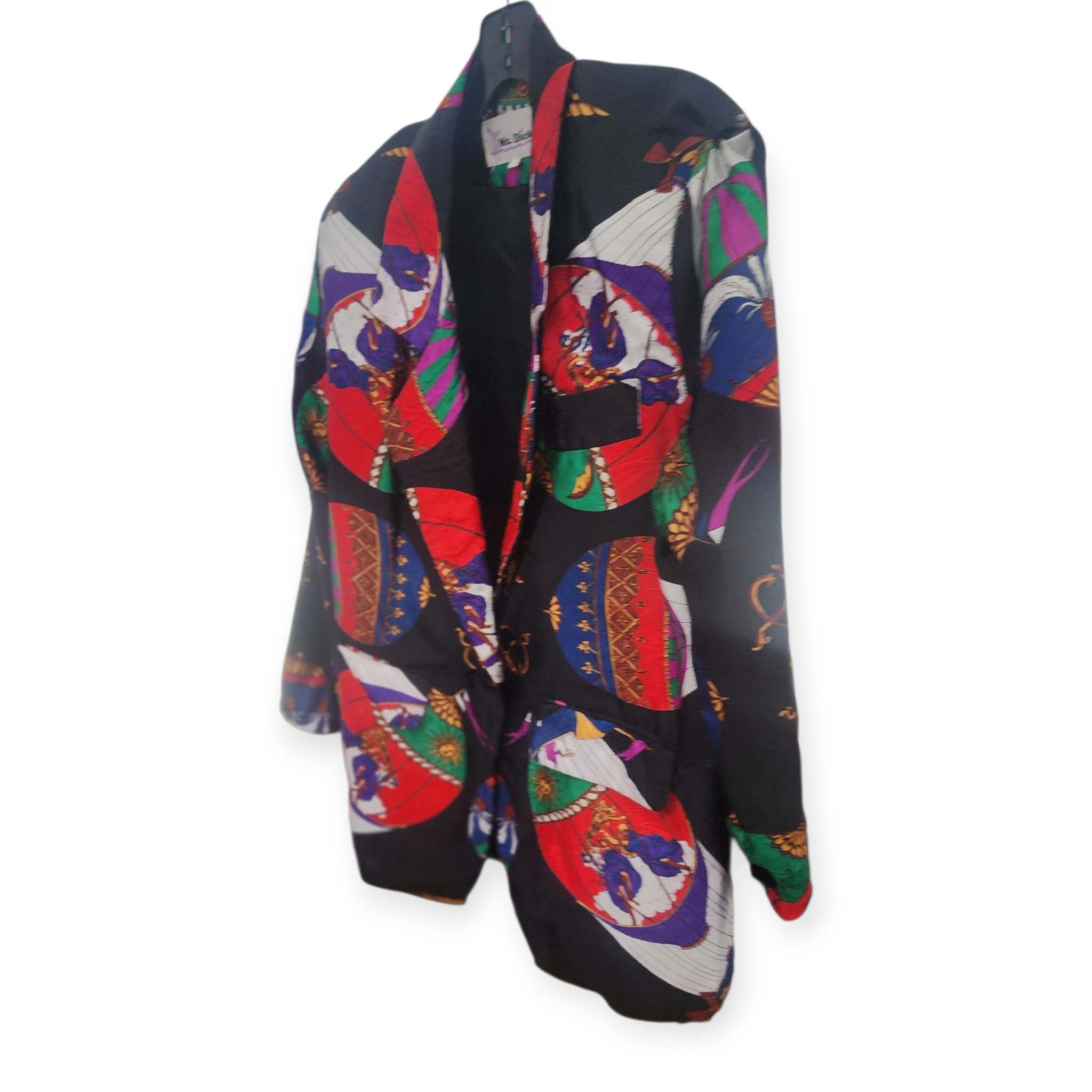Vintage Black balloon silk jacket sz L