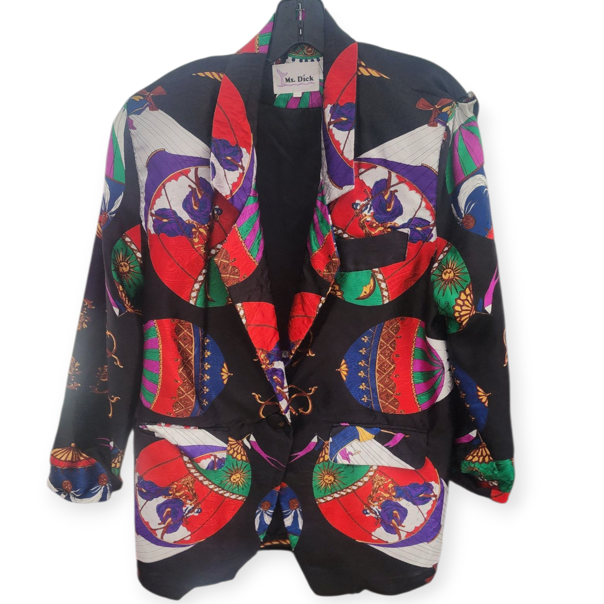Vintage Black balloon silk jacket sz L