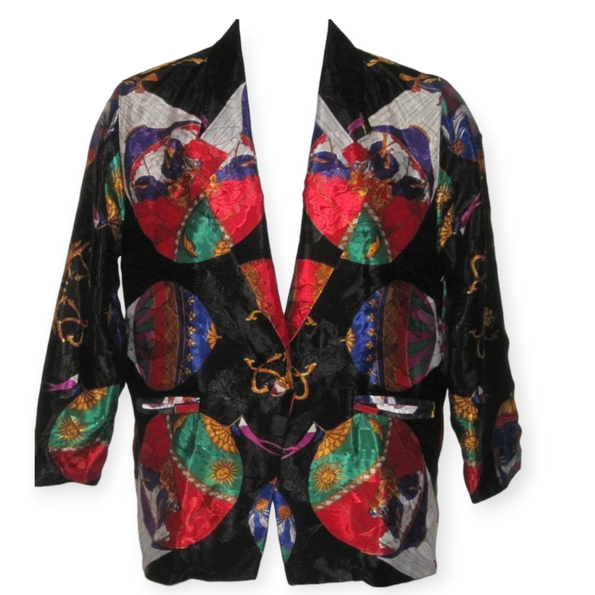 Vintage Black balloon silk jacket sz L