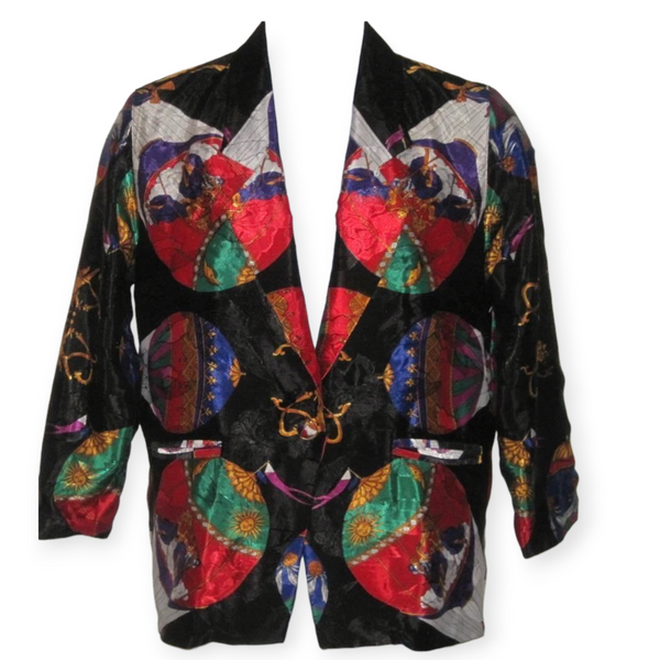 Vintage Black balloon silk jacket sz L