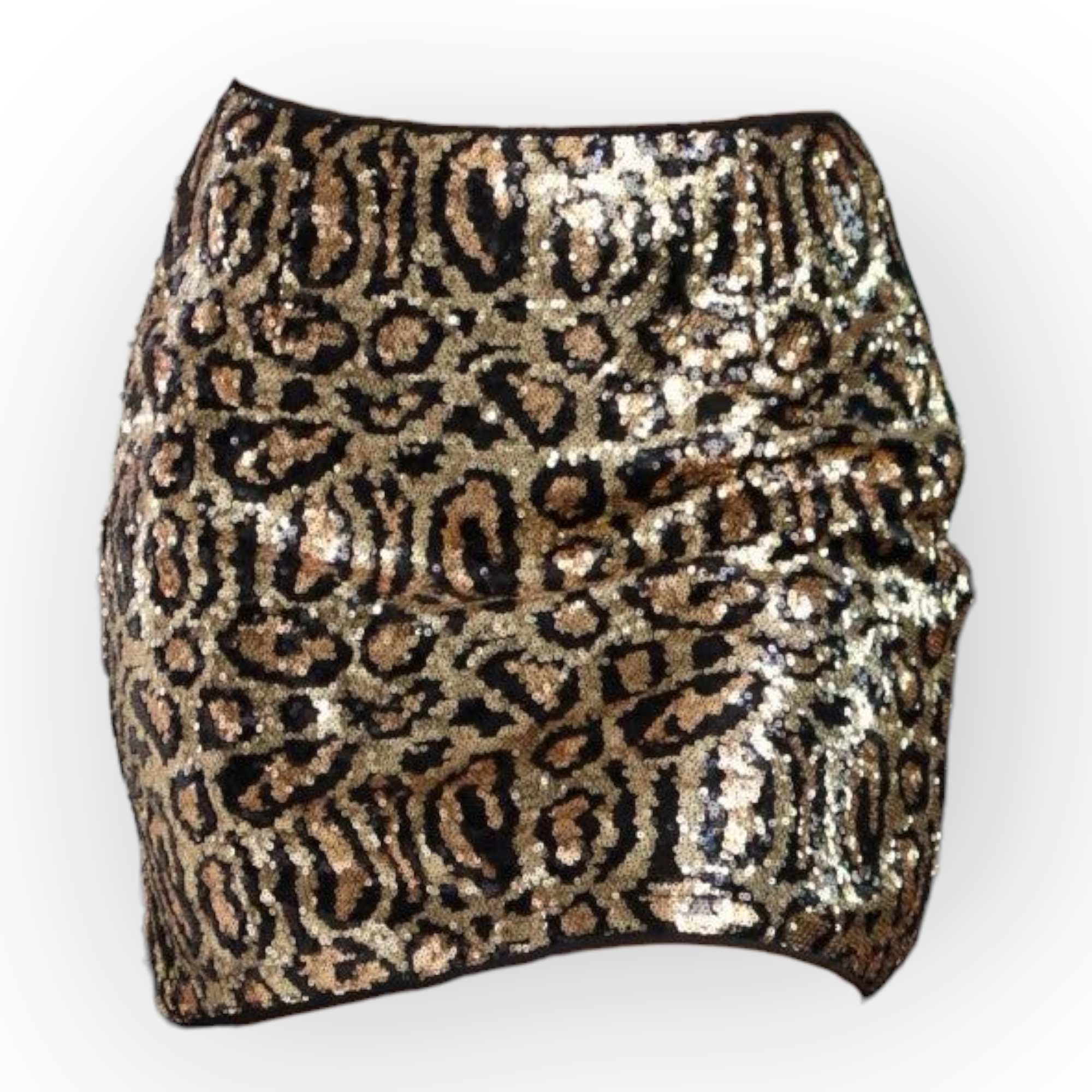 Sequin leopard cheetah mini skirt sz 16