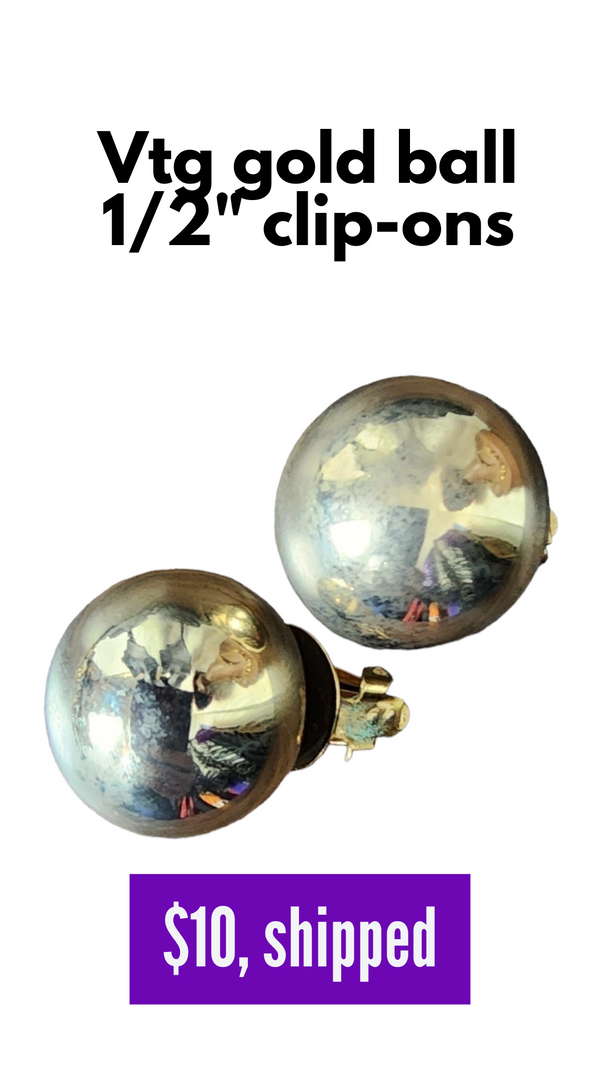 Vintage gold round ball clip-ons