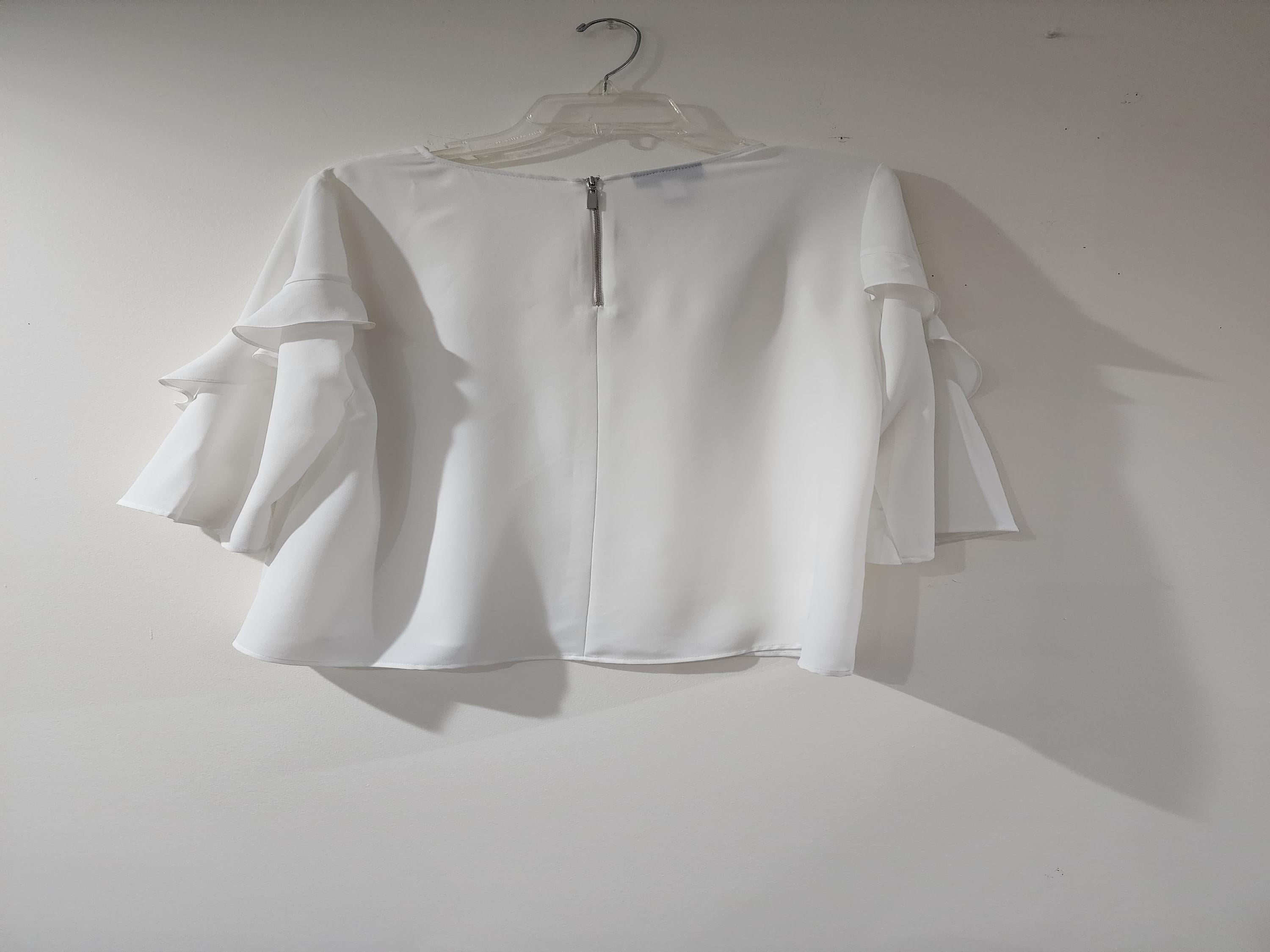 White ruffle sleeve blouse sz M