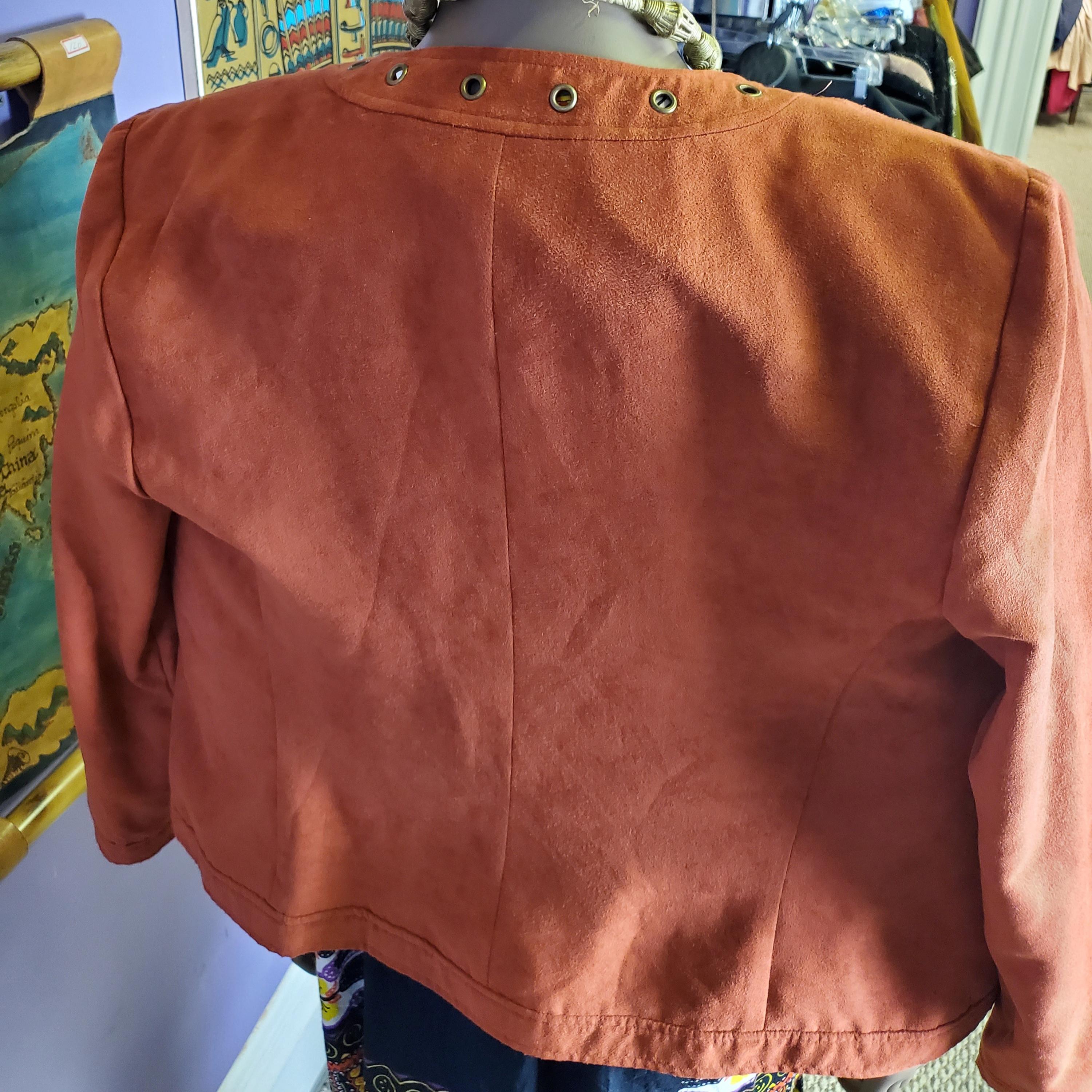 Riveted orange suede crop jacket sz 8