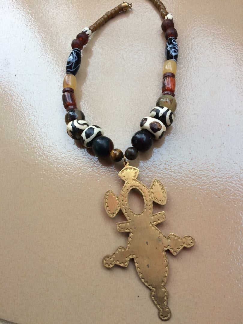 Ghanaian brass cross necklace