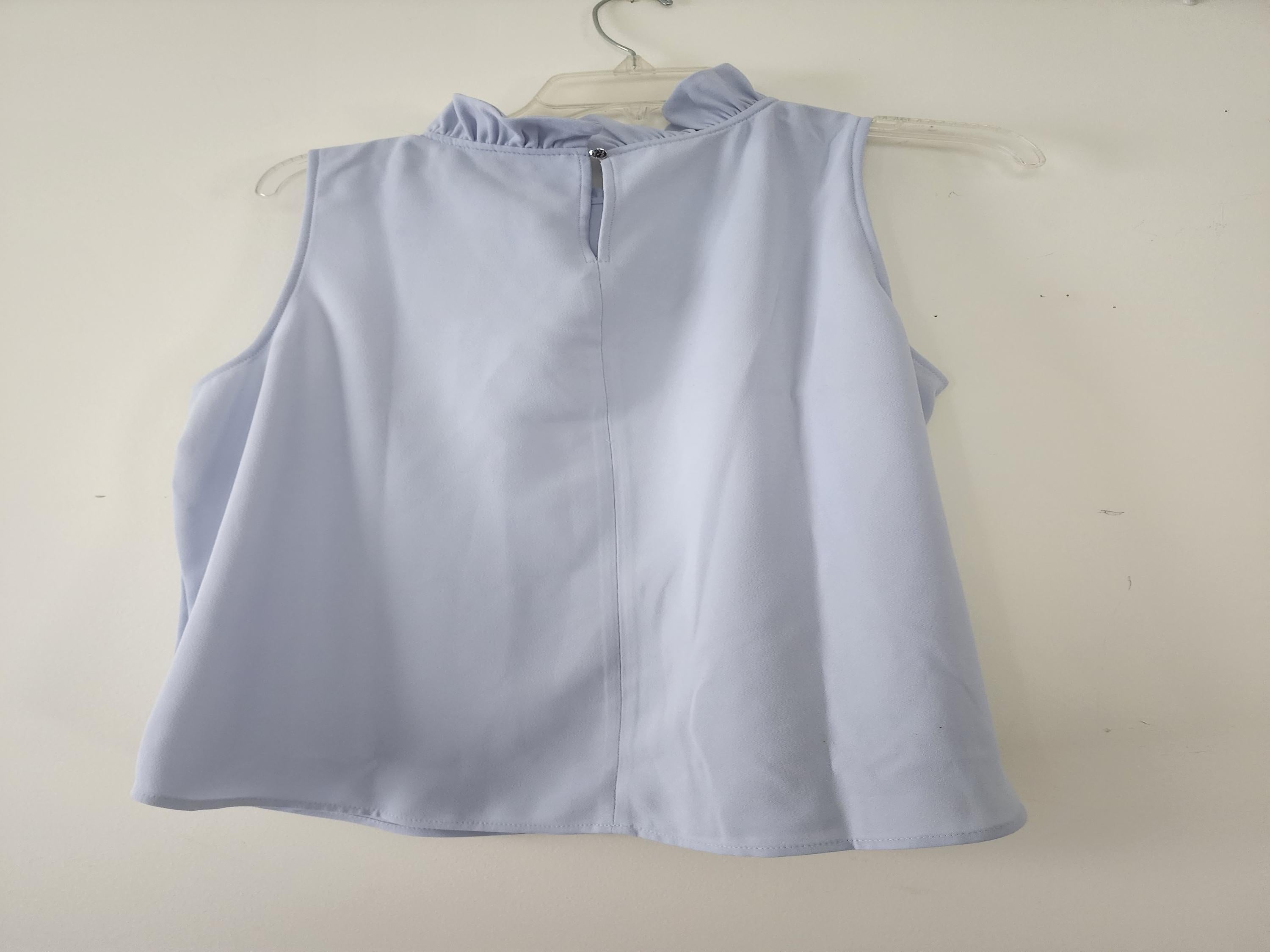 Powder blue ruffle collar sleeveless shirt sz 16