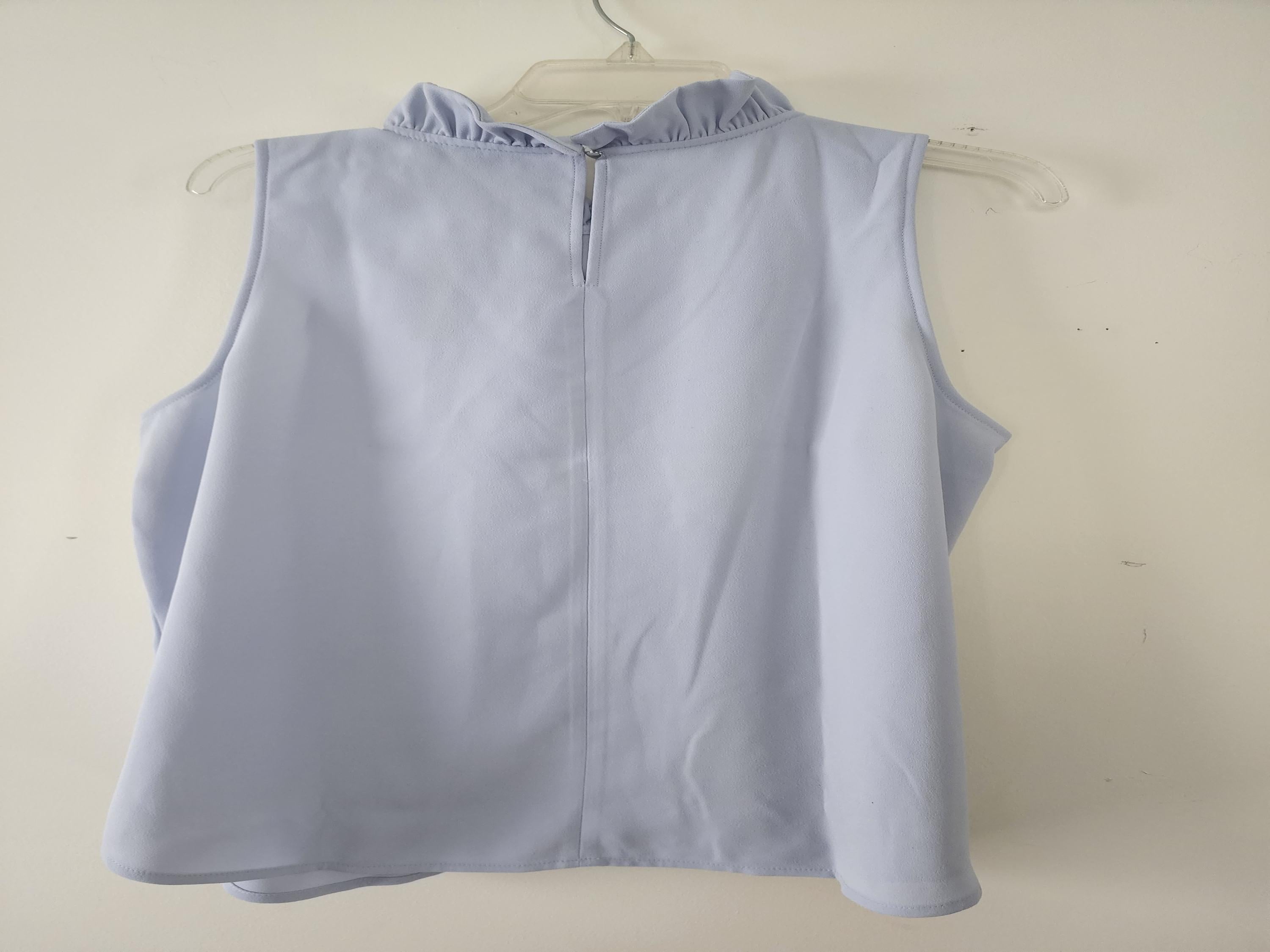 Powder blue ruffle collar sleeveless shirt sz 16