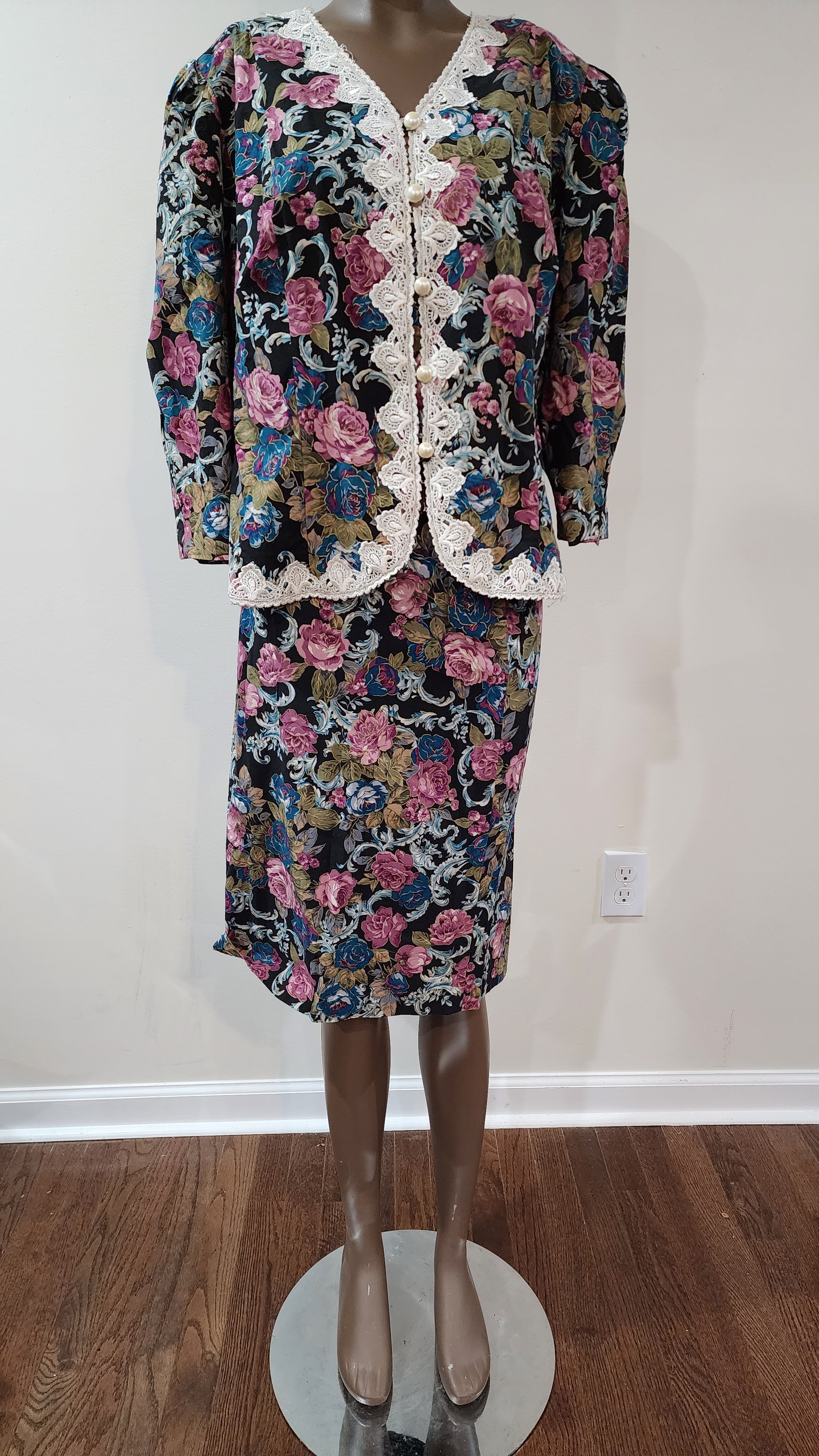 Vintage floral skirt set sz 10