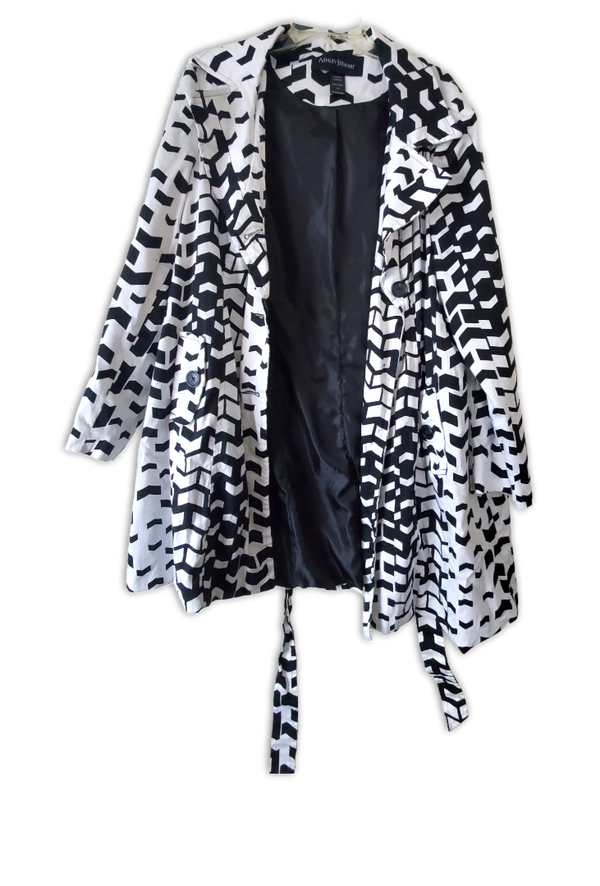 Black and white trench coat sz 14