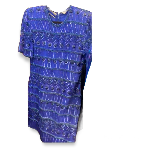 Vintage blue sequin mini dress sz M