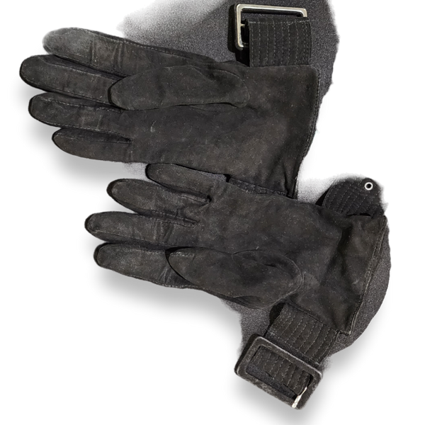 Black suede leather gloves