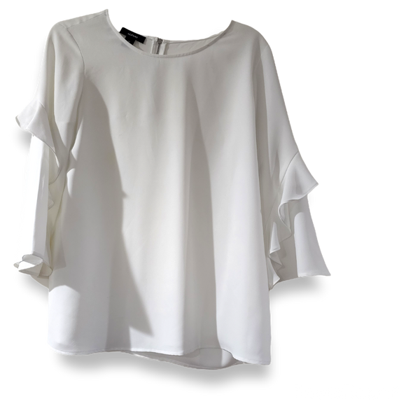 White ruffle sleeve blouse sz M