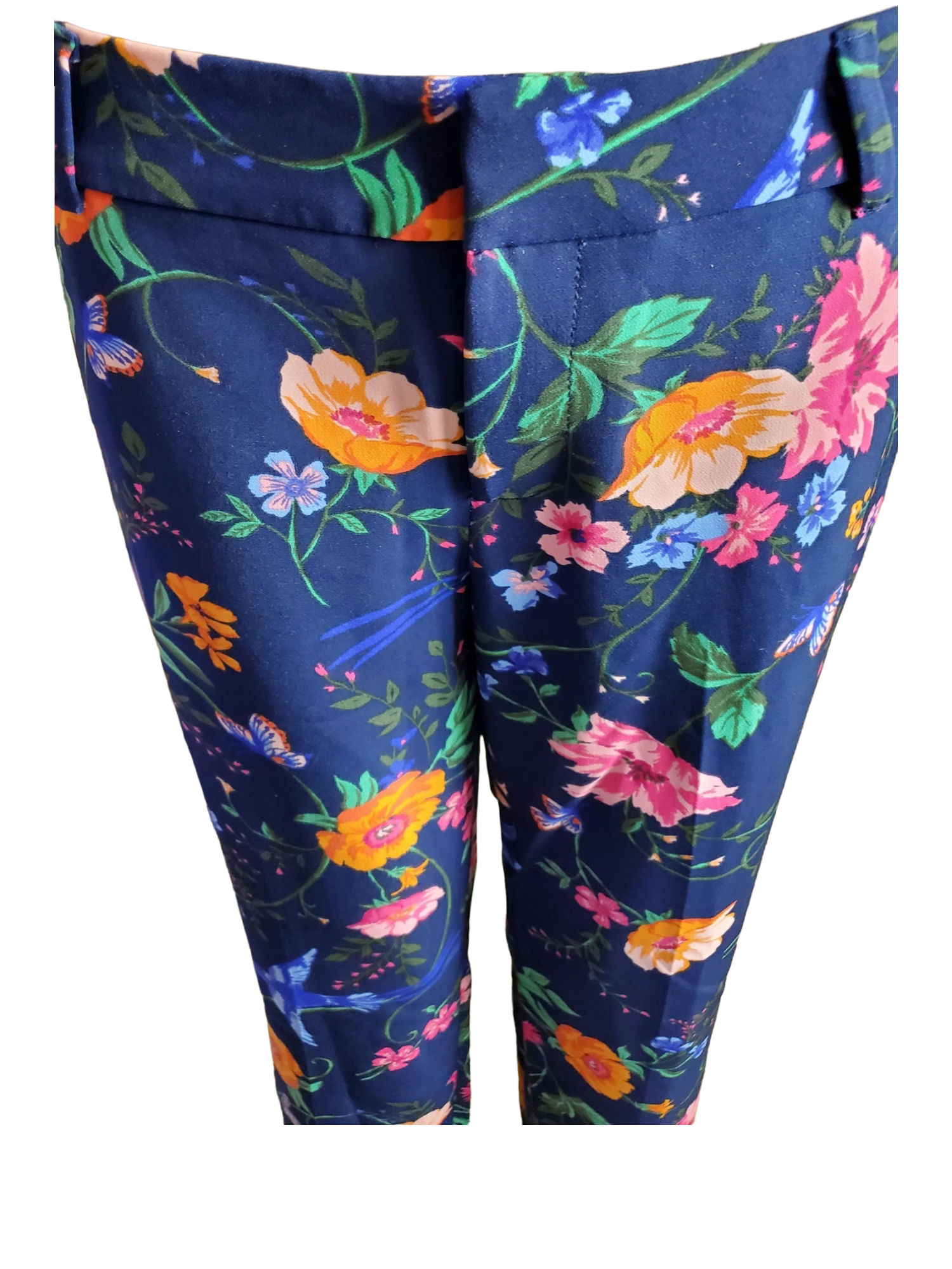 Navy blue floral crop pants sz 12