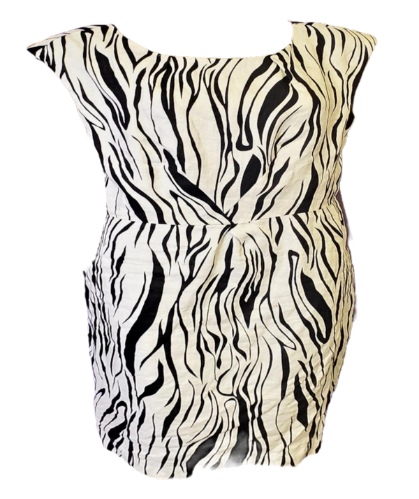 Zebra print linen midi shift dress sz 14