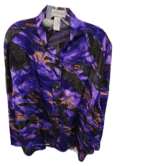 Vintage purple print blouse sz S